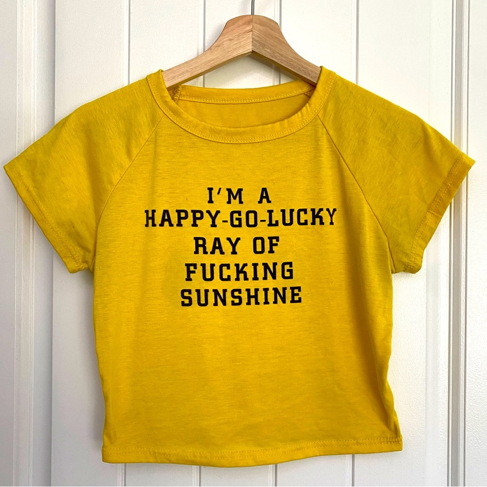 Happy Go Lucky Graphic Crop Top - Picture 1 of 4